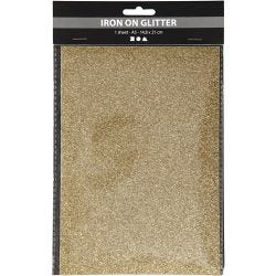 Iron on foil, A5, sheet 148x210 mm, glitter, gold, 1 sheet