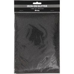Iron on foil, A5, sheet 148x210 mm, glitter, black, 1 sheet