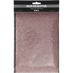 Iron on foil, A5, sheet 148x210 mm, glitter, light red, 1 sheet