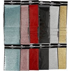 Iron on foil, sheet 148x210 mm, glitter, assorted colours, 6x10 sheet/ 1 pack