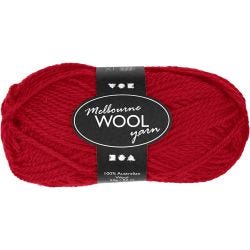 Melbourne Wool Yarn, L: 92 M, red, 50 g/ 1 ball