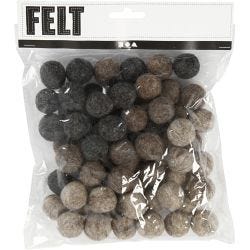 Felt balls, dia. 20 mm, natural, 64 pc/ 1 pack
