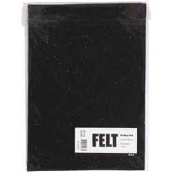 Craft Felt, A4, sheet 210x297 mm, thickness 1 mm, black, 10 sheet/ 1 pack
