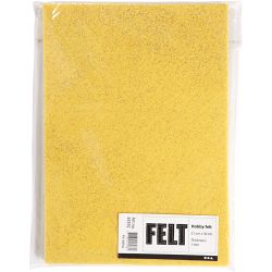 Craft Felt, A4, sheet 210x297 mm, thickness 1 mm, yellow, 10 sheet/ 1 pack