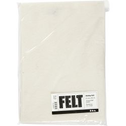 Craft felt, A4, sheet 210x297 mm, thickness 1,5-2 mm, off-white, 10 sheet/ 1 pack