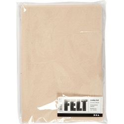Craft felt, A4, sheet 210x297 mm, thickness 1,5-2 mm, light beige, 10 sheet/ 1 pack