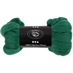 Merinoull, tykkelse 21 my, grønn, 100 g/ 1 pk.