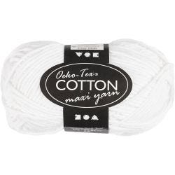 Cotton Yarn, no. 8/8, L: 80-85 M, white, 50 g/ 1 ball