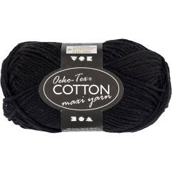 Cotton Yarn, no. 8/8, L: 80-85 M, black, 50 g/ 1 ball