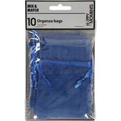 Organza Bags, size 7x10 cm, blue, 10 pc/ 1 pack