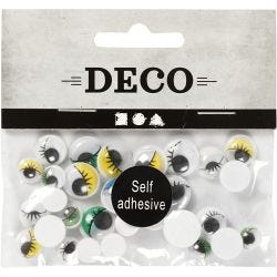 Googly Eyes, self-adhesive, dia. 8-12 mm, 30 asstd./ 1 pack