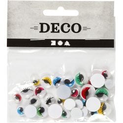 Googly Eyes, not sticky, dia. 8-12 mm, 36 asstd./ 1 pack