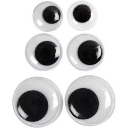 Wiggly Eyes, not sticky, dia. 12+14+20 mm, 18 asstd./ 1 pack