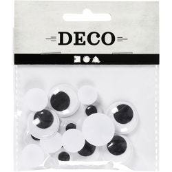 Wiggly Eyes, not sticky, dia. 12+14+20 mm, 18 asstd./ 1 pack
