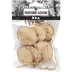 Wooden disc with hole for cord, dia. 35-45 mm, thickness 7 mm, 7 pc/ 1 pack