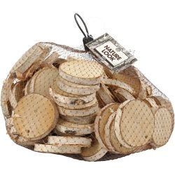 Wooden disc with hole, dia. 35-45 mm, hole size 4 mm, thickness 7 mm, 500 g/ 1 pack