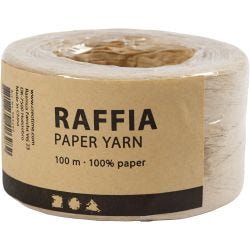 Paper Raffia Yarn, W: 7-8 mm, sand, 100 m/ 1 roll