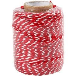 Cotton Cord, thickness 1,1 mm, red/white, 50 m/ 1 roll
