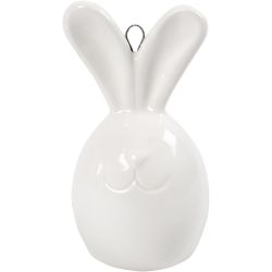 Rabbit, H: 6,7 cm, dia. 3,6 cm, white, 3 pc/ 1 pack