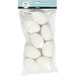 Egg, H: 8 cm, dia. 5,5 cm, white, 8 pc/ 1 pack