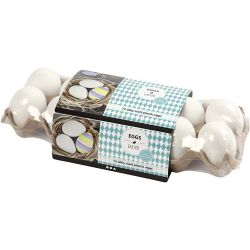 Eggs, H: 6 cm, white, 12 pc/ 1 pack