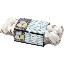Eggs, embossed pattern, H: 6 cm, white, 12 pc/ 1 pack