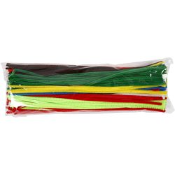 Chenille, L: 45 cm, thickness 6 mm, assorted colours, 200 asstd./ 1 pack
