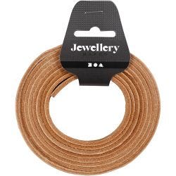 Leather band, W: 10 mm, thickness 3 mm, natural, 2 m/ 1 pack