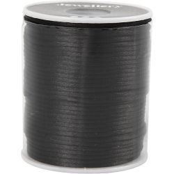 Satin Cord, thickness 2 mm, black, 50 m/ 1 roll