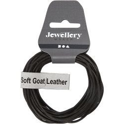 Leather Cord, thickness 2 mm, black, 4 m/ 1 roll
