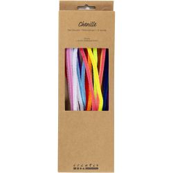Chenille, 30 cm, 6 mm, colorful, 25asstd./ 1 pack