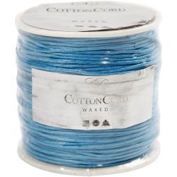 Cotton Cord, thickness 1 mm, waxed, turquoise, 40 m/ 1 roll