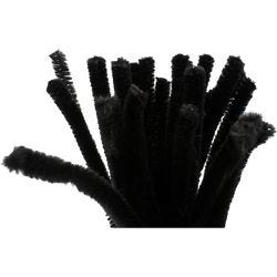 Chenille, L: 30 cm, thickness 9 mm, black, 25 pc/ 1 pack