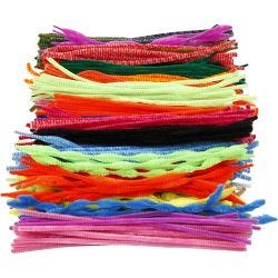 Chenille, L: 30 cm, thickness 6-15 mm, assorted colours, 500 asstd./ 1 pack