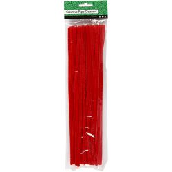 Chenille, L: 30 cm, thickness 6 mm, red, 50 pc/ 1 pack