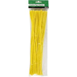 Chenille, L: 30 cm, thickness 6 mm, yellow, 50 pc/ 1 pack