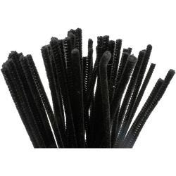 Chenille, L: 30 cm, thickness 6 mm, black, 50 pc/ 1 pack