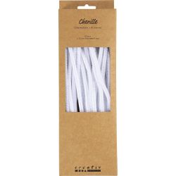 Chenille, L: 30 cm, thickness 6 mm, white, 50 pc/ 1 pack