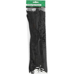 Chenille, L: 30 cm, thickness 15 mm, black, 15 pc/ 1 pack