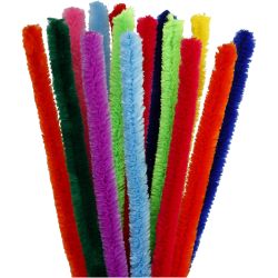 Chenille, L: 30 cm, thickness 15 mm, assorted colours, 15 asstd./ 1 pack