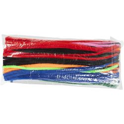 Chenille, L: 30 cm, thickness 6 mm, assorted colours, 200 asstd./ 1 pack