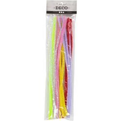 Chenille, L: 30 cm, thickness 6 mm, spring colours, 24 asstd./ 1 pack
