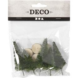 Christmas Spruce Trees, H: 40+60 mm, green, 5 pc/ 1 pack