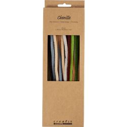 Chenille, L: 30 cm, thickness 6 mm, natural, 25 pc/ 1 pack