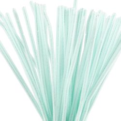 Chenille, L: 30 cm, thickness 6 mm, light turquoise, 50pc/ 1 pack
