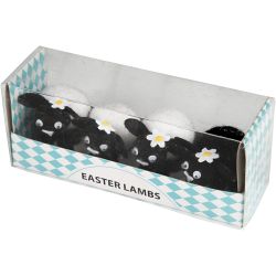 Easter lambs, H: 35 mm, black, white, 4 pc/ 1 pack