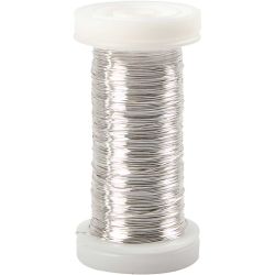 Silver-plated Wire, thickness 0,3 mm, silver-plated, 50 g, 100 m/ 1 roll