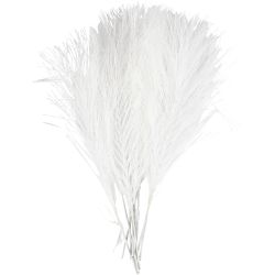 Artificial feathers, L: 15 cm, W: 8 cm, white, 10 pc/ 1 pack