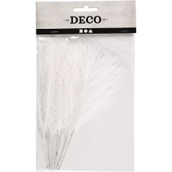 Artificial feathers, L: 15 cm, W: 8 cm, white, 10 pc/ 1 pack