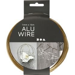 Aluminium Wire, round, thickness 1 mm, gold, 16 m/ 1 roll